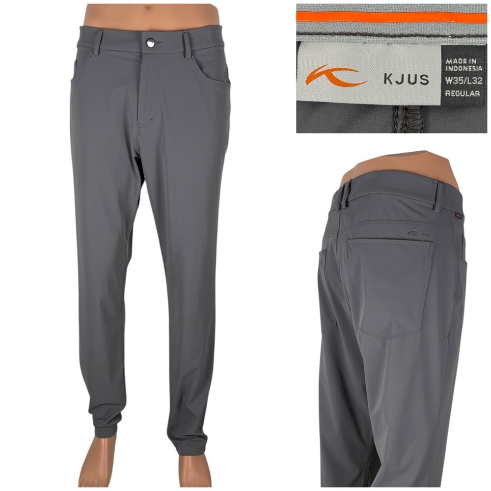 Kjus Mens 35 X 32 Pants Gray Regular Tailored Fit Stretch Golf Casual EUC